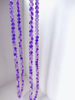 Buy BEADS PURPLE CLEAR CRACKLE GLITTER ROUND GLASS: 8mm: 2 Strands: 85 + 85 = 170  • 3.99£