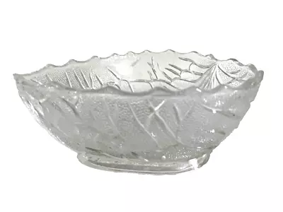 Buy Vintage Clear Textured Glass Leaf Shaped Serving Dish Bowl • 10£