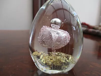 Buy Glass Paperweight Gold Fleck & Pink Donut Bubbles & Large Bubble Rising To Top  • 6.97£