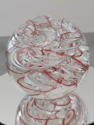 Buy Langham Glass Paperweight Red & White Swirl P1549 • 13.95£