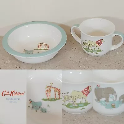 Buy Cath Kidston Childrens Zoo Animal Bowl & Double Handed Cup Fine China Churchill • 14.99£