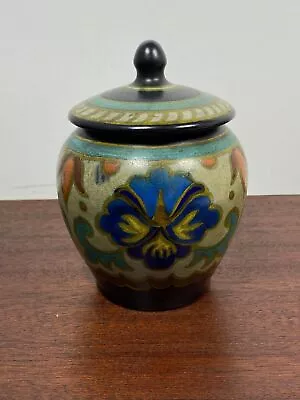 Buy Gouda Irene Dutch Art Pottery Lidded Jar Studio Crafted Floral Design Holland • 81.85£