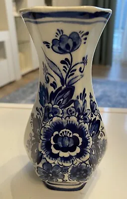 Buy Royal (Japan) Delfts Blauw, 6 Sided Hand-Painted Blue And White Vase 15.5cm Tall • 3.50£