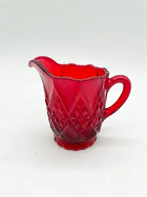 Buy Vintage Glass Diamond Ruby Red Milk Jug Glassware • 22.99£