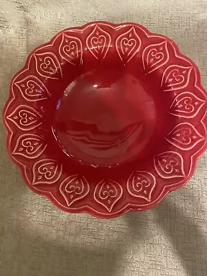 Buy Scolloped Edge  Red Porcelain Bowl Made In Portugal Beautiful Design • 25.99£