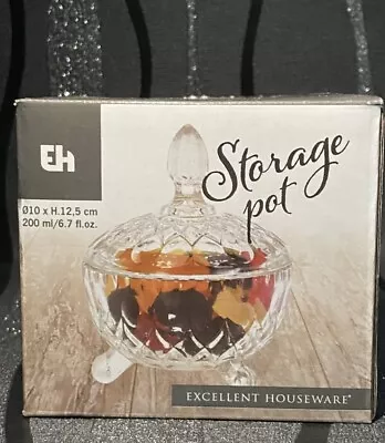 Buy Brand New Glass Storage Pot Sweets Pot H 12.5cm / 200ml / Boxed • 9.99£