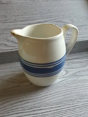Buy Vintage Stoneware Pottery Small Pitcher Blue Stripe Unmarked Handmade Antique • 48.14£