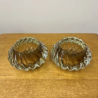 Buy Pair Of Vintage Sommerso Style Tealight Holders By Fancy Glass B161 • 19.99£