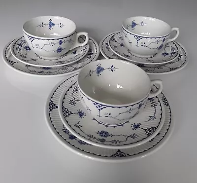 Buy Vintage Furnivals Denmark Blue And White Cups ,Saucers & Side Plates ×3. • 14.99£