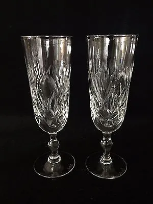 Buy Pair Royal Brierley Crystal Braemar Cut Flute Champagne Glasses, 6 3/4  Tall • 67.55£