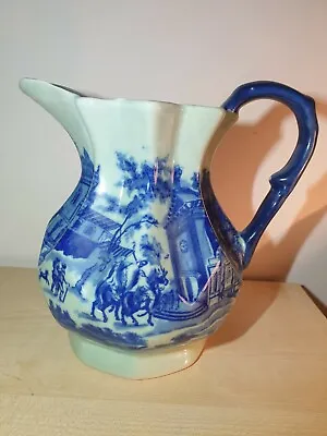 Buy Victoria Ware Flow Blue Ironstone Water Pitcher Old Town Scene 6 3/4  Tall • 15£