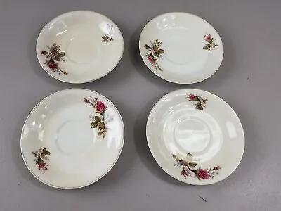 Buy Set Of Four 5 1/2  China Saucers Made In Japan Red Roses Gold Trim • 14.39£