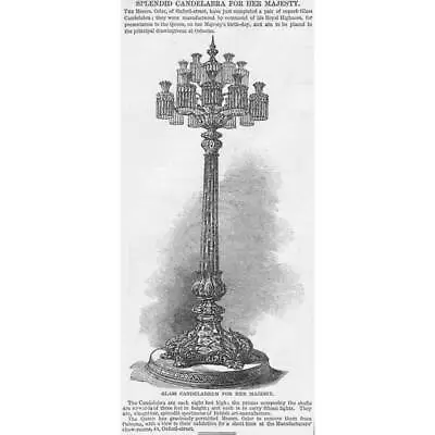 Buy Glass Candelabra For Her Majesty - Antique Print 1848 • 5.99£
