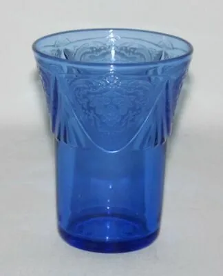 Buy Hazel Atlas Glass ROYAL LACE Cobalt Blue Flat Juice Tumbler • 16.69£
