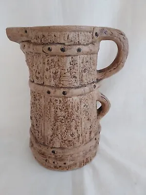 Buy Vintage Hillstonia Pottery/ceramic Jug /pitcher. Double Handle & Wood Effect • 5£