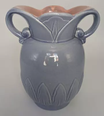 Buy Vintage Red Wing Pottery #930 Double Handled Blue & Pink Interior Lotus Urn Vase • 76.07£