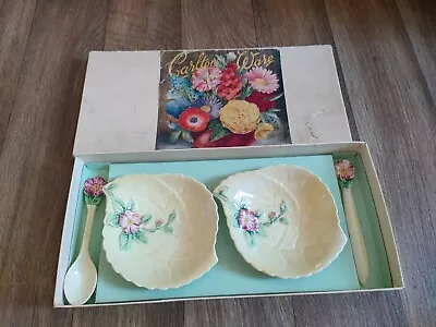 Buy Carlton Ware Wild Rose Design Yellow Jam,butter Dishes,spoon,knife 1952-1962 Box • 21.85£