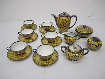 Buy 17 Pc Vtg Thomas Germany Rosenthal Winifred Yellow Silver Floral Overlay Tea Set • 767.18£