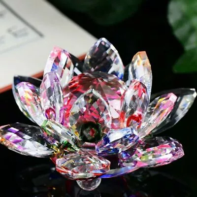 Buy Crystal Glass Lotus Flower Candle Holder Candlestick Home Decor Craft Tea Light • 5.72£