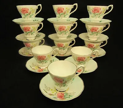 Buy Vintage Royal Grafton Teacup & Saucer. Pink And Green Floral Pattern. MINT !!! • 4.81£