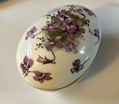 Buy Vintage Hammersley Bone China “Victorian Violets” ‘Easter Egg’ Trinket Box • 10£