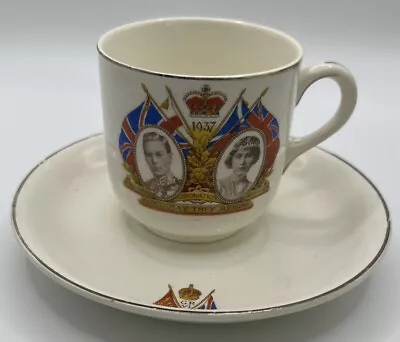 Buy 1937 Royal Coronation Cup & Saucer George VI - Bovey Pottery- Royal Family • 4.99£