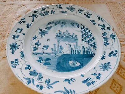 Buy 18th Century English Delftware Plate,pottery Tin Glaze Dish.delft Ware • 35£