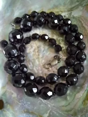 Buy M&S Black Glass Faceted Beads Graduated Necklace • 8.99£