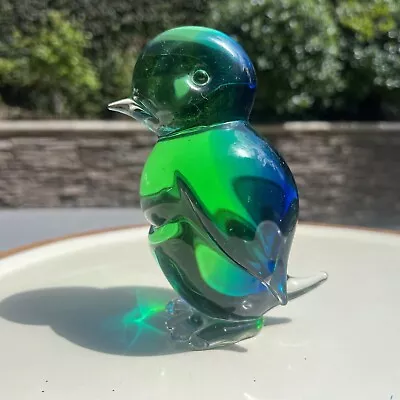 Buy Murano Oball Style Art Glass Baby Penguin Figurine Green & Blue 6  • 62.34£