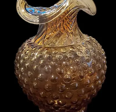 Buy Vintage Fenton Style Amber Tiara Hobnail  Glass Vase 1970's 8.25”  • 75.77£