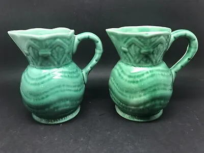 Buy 2 X Roddy Ware Staffordshire Jugs Handmade Pottery Pale Green (Or276) • 13.50£