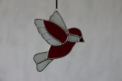 Buy Stained Glass Suncatcher/Window Flying Red & Pearl White Tropical Bird Gift/Home • 28£