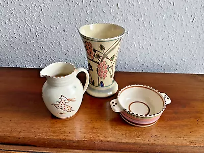 Buy 2 Pieces Honiton Pottery C1950 + Vase In The Manner Of Honiton Possibly Earlier • 11.99£