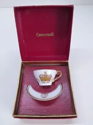 Buy Caverswall China Queens Silver Jubilee  Miniature Cup & Saucer  M Grant Boxed  • 9.99£