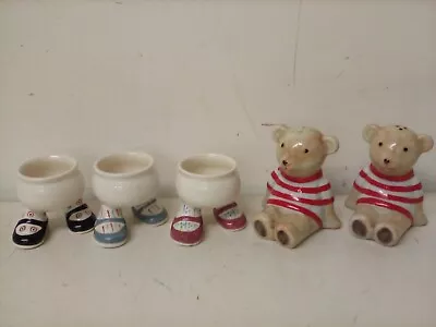 Buy Teddy Bear Salt & Pepper Shakers And 3 Carlton Ware Egg Cups (H19) • 5.99£