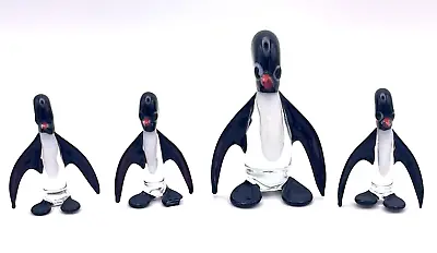 Buy 4 Small Hand Blown Murano Glass Penguin Figures • 11.50£