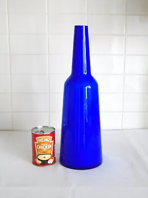 Buy Vintage Large Blue Cased Glass Bottle Vase Alsterfors? • 29.99£