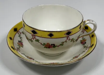 Buy Vintage Handmade Crown Staffordshire Hand Painted Cup And Saucer Rose Garland • 24.99£