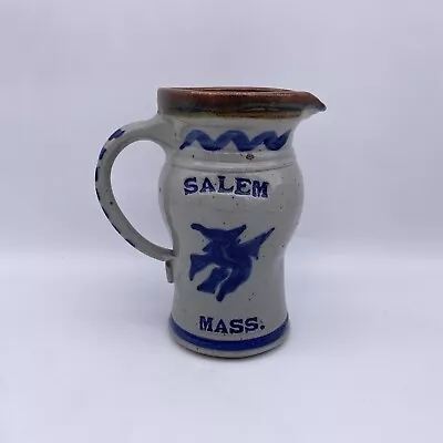 Buy Vintage Harvey Pottery Salem Ma Pitcher Salt Glaze Stoneware Halloween Witch • 72.05£