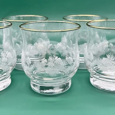 Buy Set Of 5 Libbey Tumblers Glasses Etched Pinecones Gold Rim Holiday Christmas • 43.43£