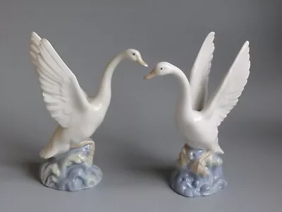 Buy Two Nao By Lladro Porcelain Goose Figurines - Good Condition • 34.99£
