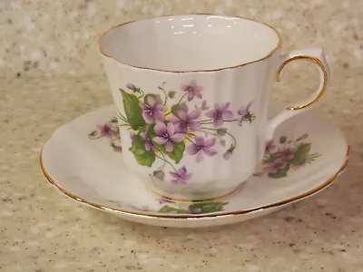 Buy  Royal Windsor  Fine Bone China! Purple Flowers Tea Cup & Saucer! Great Shape! • 43.42£