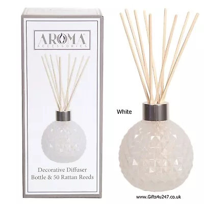Buy NEW Aroma Glass Reed Diffuser Vase & 50 Reeds - Boxed.  Lovely Gift • 9.95£