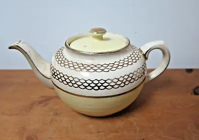 Buy Vintage Sadler Staffordshire Ceramic Teapot Yellow Gold Gilt England • 9.99£