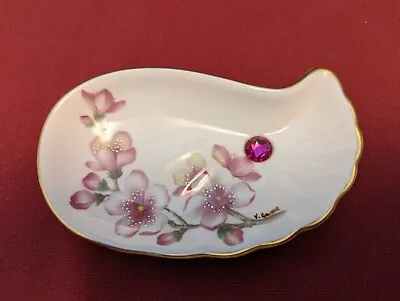 Buy Sutherland Bone China Teardrop Shape Trinket Dish With Pink Floral Design • 2.99£