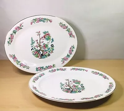 Buy 2 Vintage Staffordshire Bone China Indian Tree Oval Meat Serving Plates Platters • 25£