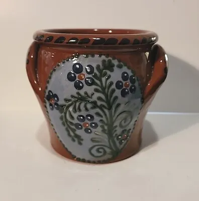 Buy Eldreth Art Pottery Redware Crock Vase Hand Painted Raised Floral 2000? • 56.71£