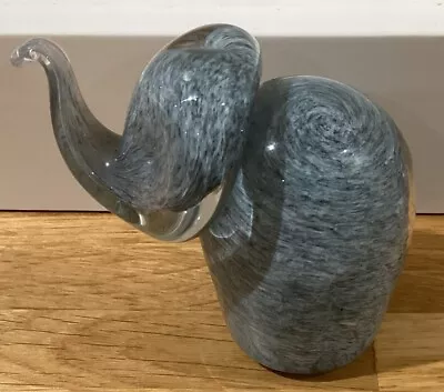 Buy Small Caithness Glass  Elephant Ornament/paper Weight Grey/blue. Swirl • 20£