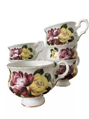Buy Vintage Dainty China Coffee Cups X 6  Crown Staffordshire Roses • 12.69£