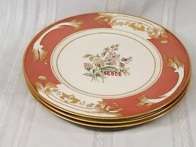Buy 3 Royal Bavarian China Hutschenreuther Selb Bavaria Gold Red Pink Dinner Plates • 167.44£
